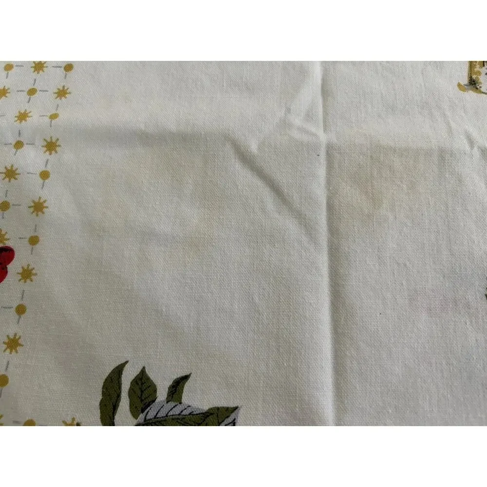 VTG MCM Post War 40s/50s Primitive‎ Linen Tablecloth 47